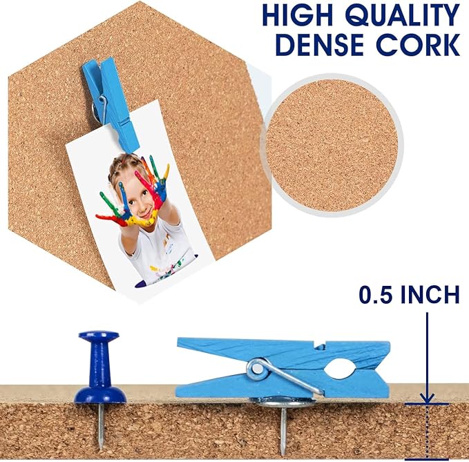 10 Pack Cork Bulletin Board Hexagon - Image 3