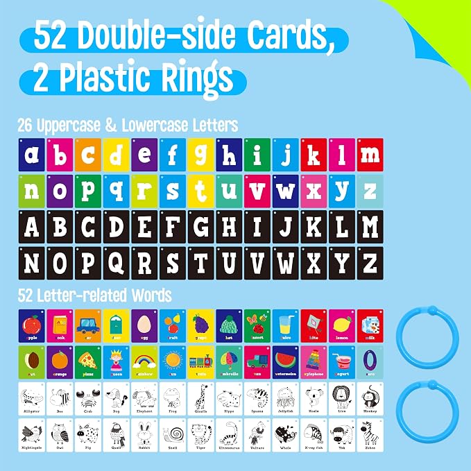 52 PCS Baby Visual Stimulus Cards, Double-Sided High Contrast Black and White - Image 2