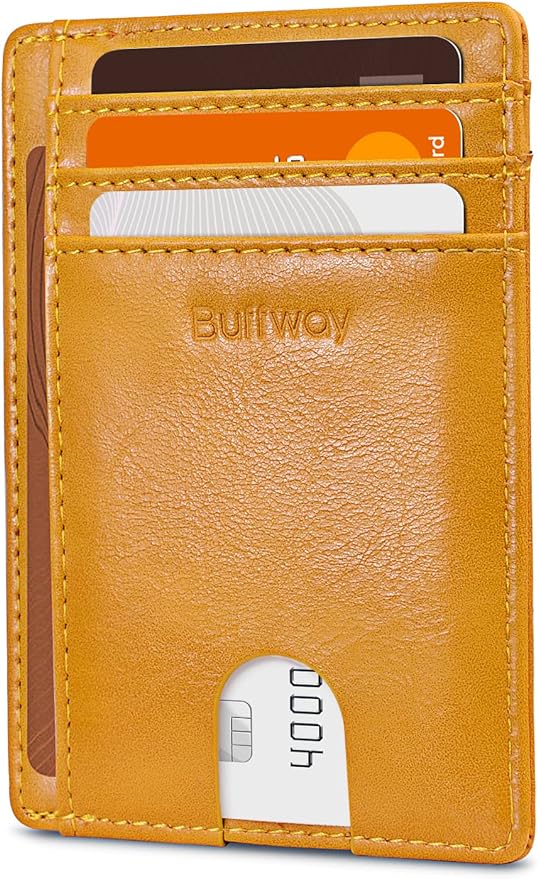 Buffway Slim Minimalist Front Pocket RFID Blocking Leather Wallets by Buffway