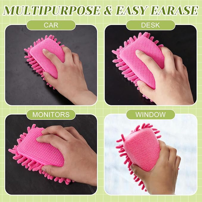 Zonon 4 Pieces Dry Erase Eraser Microfiber Shag Washable Whiteboard Eraser - Image 5