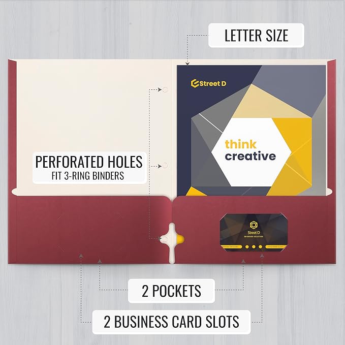 Better Office Products Two Pocket Portfolio Folders, Letter Size Paper Folders - Image 2