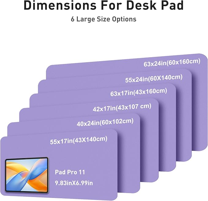Aothia Faux Leather Desk Mat Mouse Pad, Light Purple - Image 5