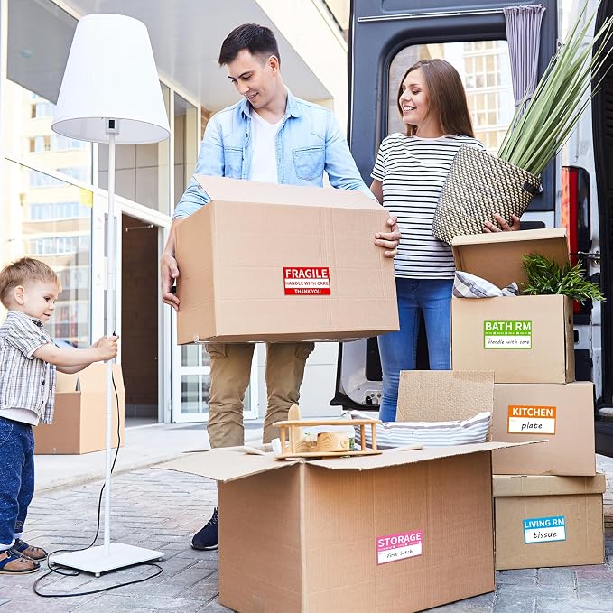 340 Home Moving Labels, 3.4 x 2 inches, 8-Color Coded Packing Box Stickers - Image 6