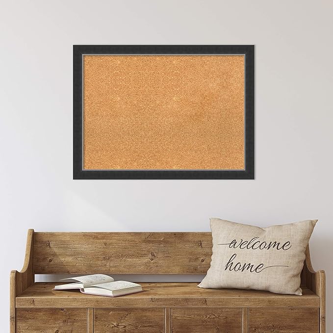 Amanti Art Natural Cork Board for Wall, 23x31 Vision Board with Black Wood Frame, Medium Corkboard Office Decor for Home Organization, Modern Contemporary Corkboard Pinboard to display items for home-DeskLoop Office