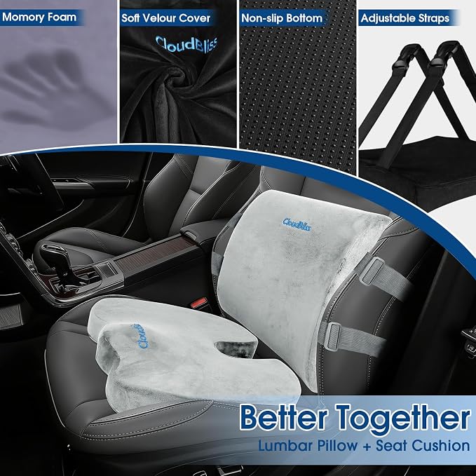 CloudBliss Lumbar Support Pillow & Seat Cushion Set - Image 3