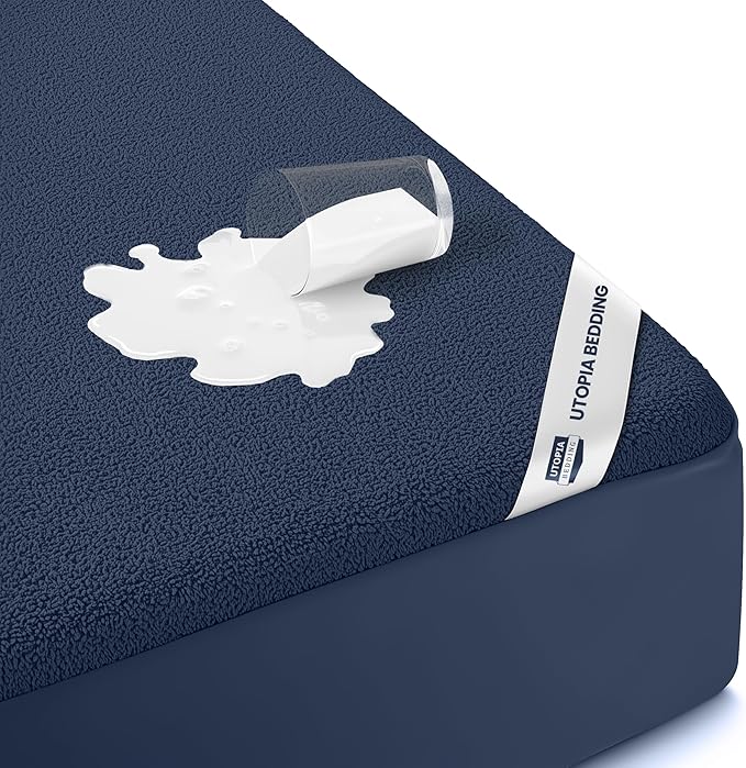 Queen Size Mattress Protector Waterproof, Premium 200 GSM Terry Mattress Cover by UTOPIABEDDING