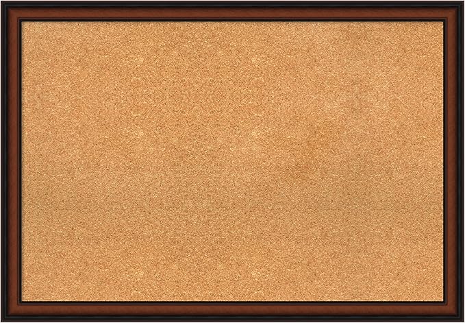 Amanti Art Natural Cork Board for Wall, 27x39 Vision Board with Brown Wood Frame, Large Corkboard Office Decor for Home Organization, Traditional Corkboard Pinboard to display items for home-DeskLoop Office