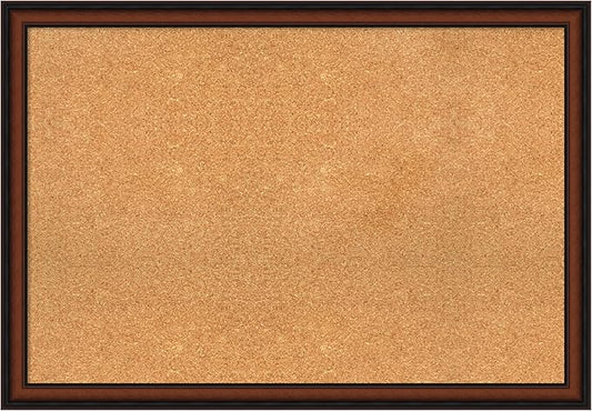 Amanti Art Natural Cork Board for Wall, 27x39 Vision Board with Brown Wood Frame, Large Corkboard Office Decor for Home Organization, Traditional Corkboard Pinboard to display items for home-DeskLoop Office