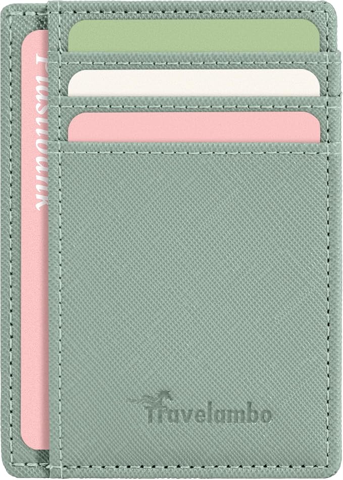 Travelambo Slim Wallet Front Pocket Minimalist Leather RFID Blocking Medium Size by Travelambo