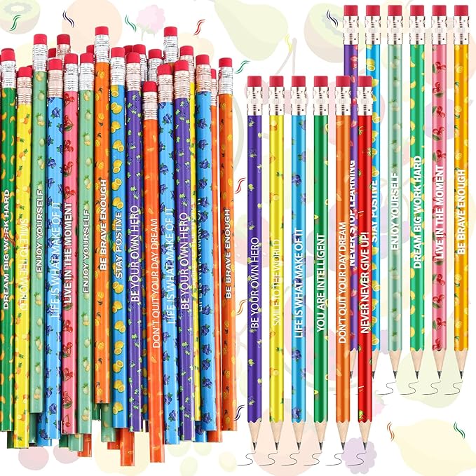 60 Pcs Scented Pencils Bulk for Kids Inspirational Motivational Cute Fun Fruit Wood Smelly Graphite Pencils with Erasers for School Classroom Office Students Girls Boys Gifts Supplies-DeskLoop Office
