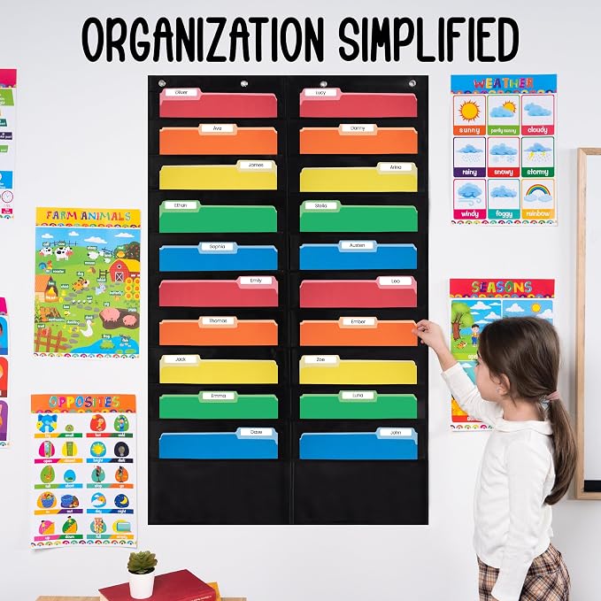 Essex Wares - 20 Pocket File Pocket Chart, and More - Wall Folder Organizer - - Image 4