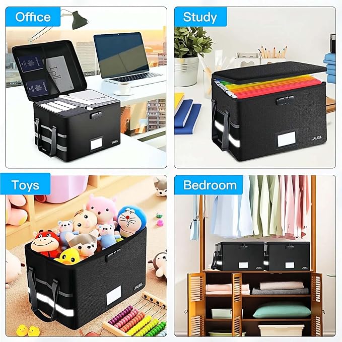 File Box with Lock, Fireproof Document File Organizer Box with Zipper & - Image 7