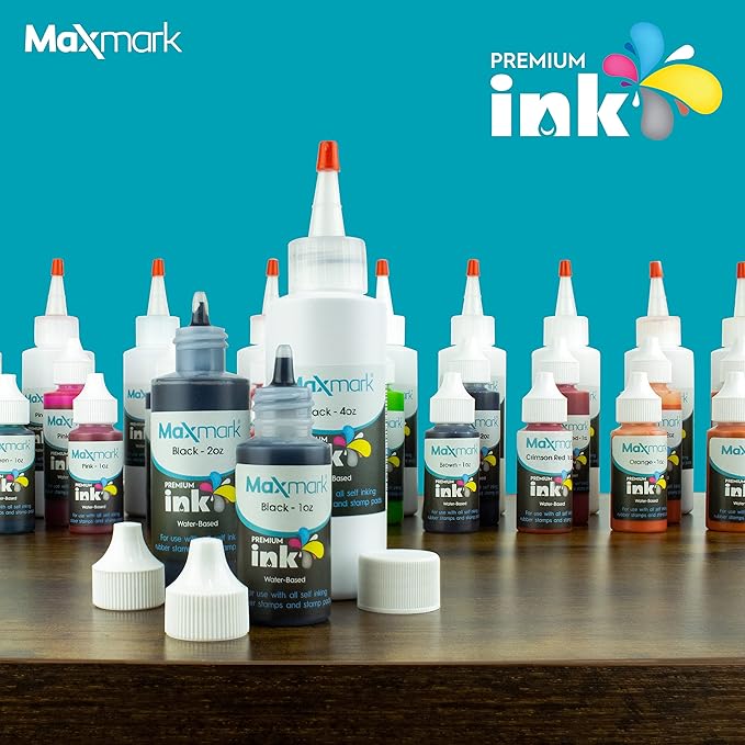 MaxMark Premium Refill Ink for self Inking Stamps and Stamp Pads, Red Color - 1 oz.