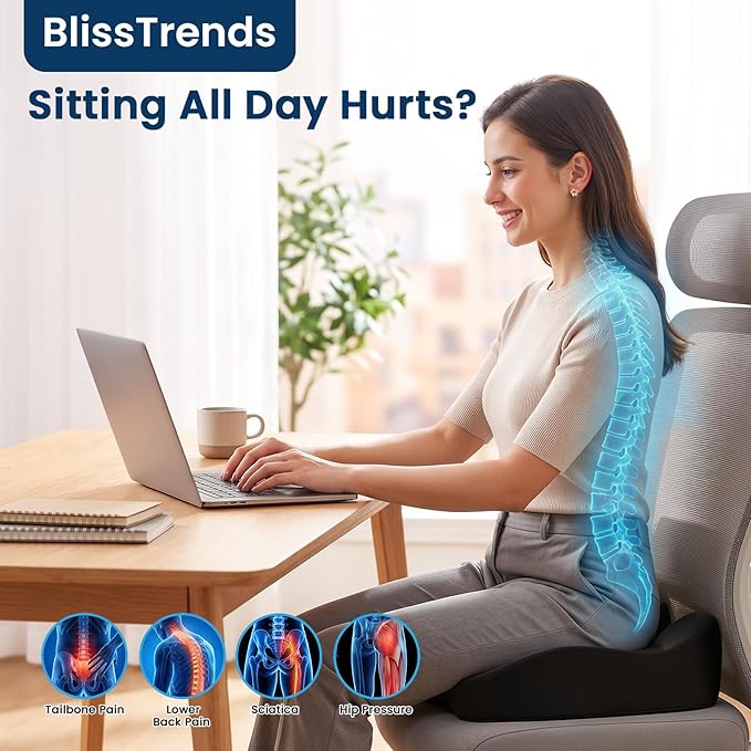 BlissTrends Seat Cushion with Velvet Cover, Thick Memory Foam Cushions - Image 5