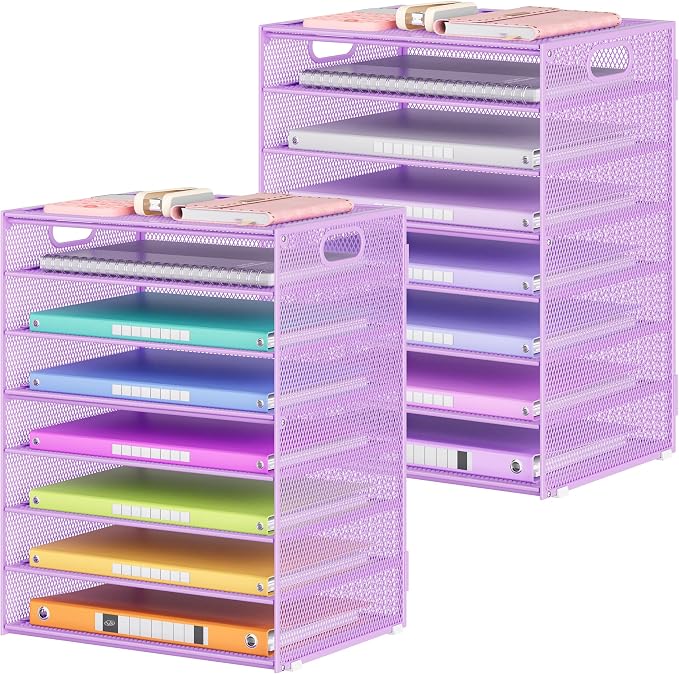 Lavatino 2 Pack 8-Tier Office Desk File Organizer, Letter Tray Paper Organizer by Lavatino