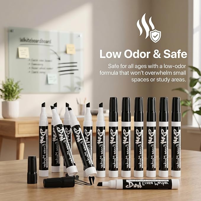 Volcanics Black Dry Erase Markers Low Odor Chisel Tip Whiteboard Markers Pack - Image 3