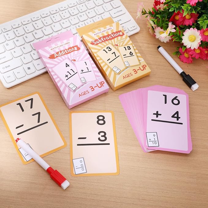 72 Pcs Reusable Addition and Subtraction Flash Cards, Double-Sided Math Flash - Image 7