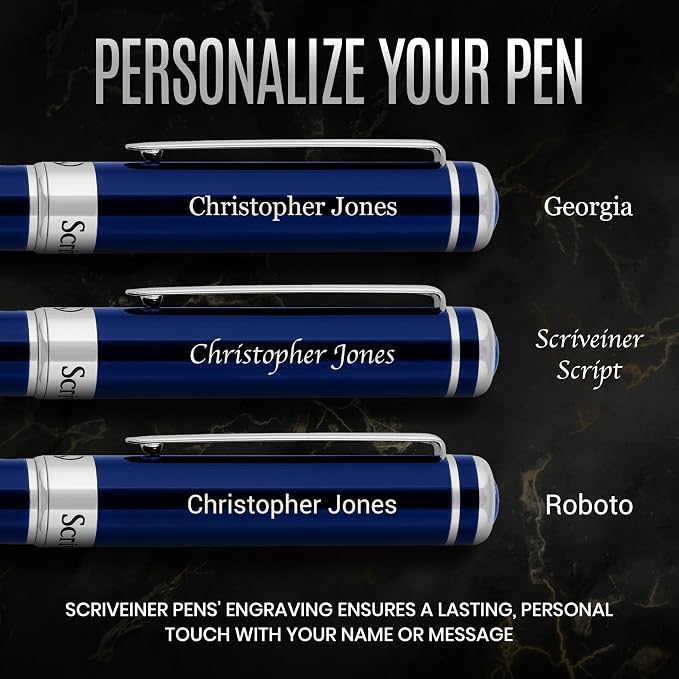 Scriveiner Personalized Midnight Blue Ballpoint Pen - Image 2