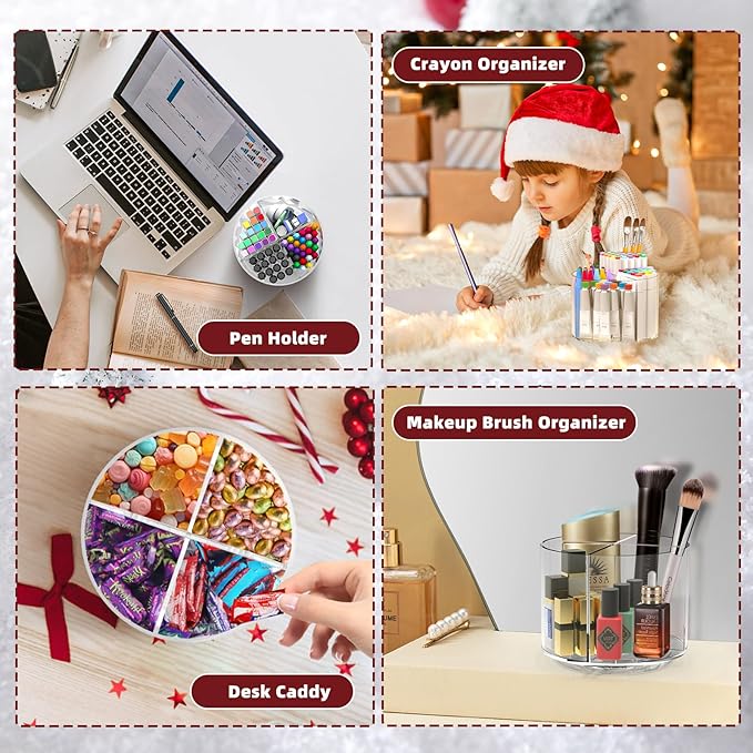 Absonic Pencil Holder for Kids, 360 Rotating Pen Holder for Desk Organizer and Storage, 4 Compartments Art Supply Marker Organizer, Pen Organizer Pencil Holder-DeskLoop Office