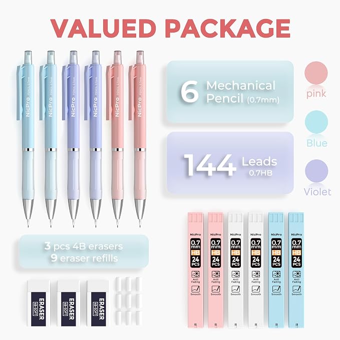 Nicpro 6PCS Cute Mechanical Pencil Set - Image 5