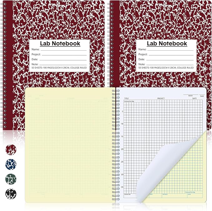 Affrolling 2 Pack Carbonless Lab Notebook Carbon Copy 8.5'' x 11'' 50 Sets of by Affrolling