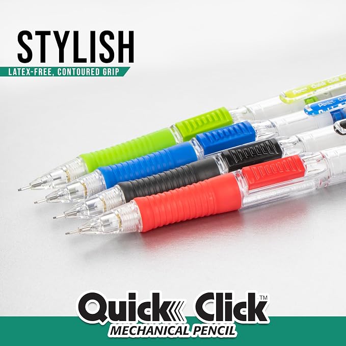 Pentel Quick Click Mechanical Pencil, Includes Refill Lead and Erasers - Image 5