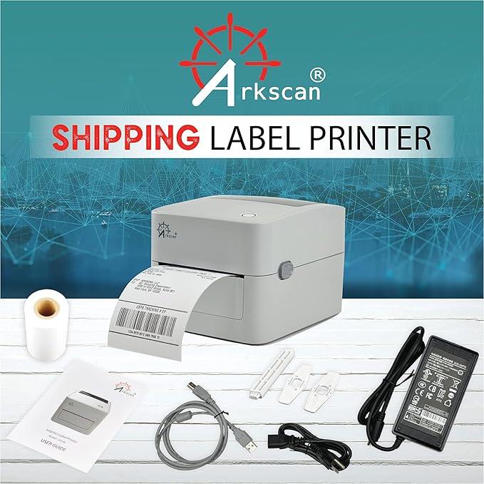 2054K-USB Upgraded 2054A Shipping Label Printer for Windows Mac Chromebook, Support Amazon Ebay Paypal Etsy Shopify ShipStation UPS USPS FedEx, fit Roll & Fanfold 4x6 Direct Thermal-DeskLoop Office