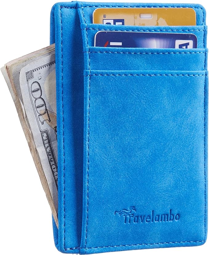 Travelambo Slim Wallet Front Pocket Minimalist Leather RFID Blocking Medium Size - Image 2