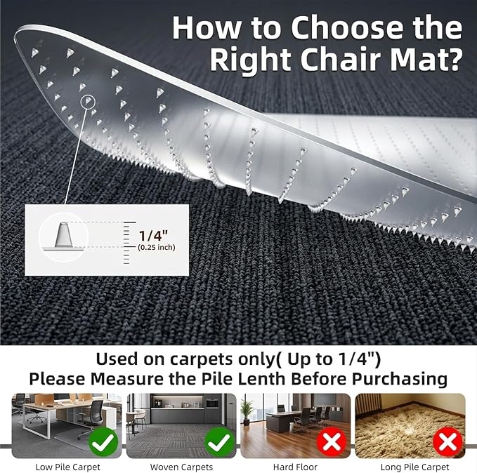 Office Chair Mat for Carpet: 30" x 48" Plastic Heavy Duty Computer Desk Mats - Image 5