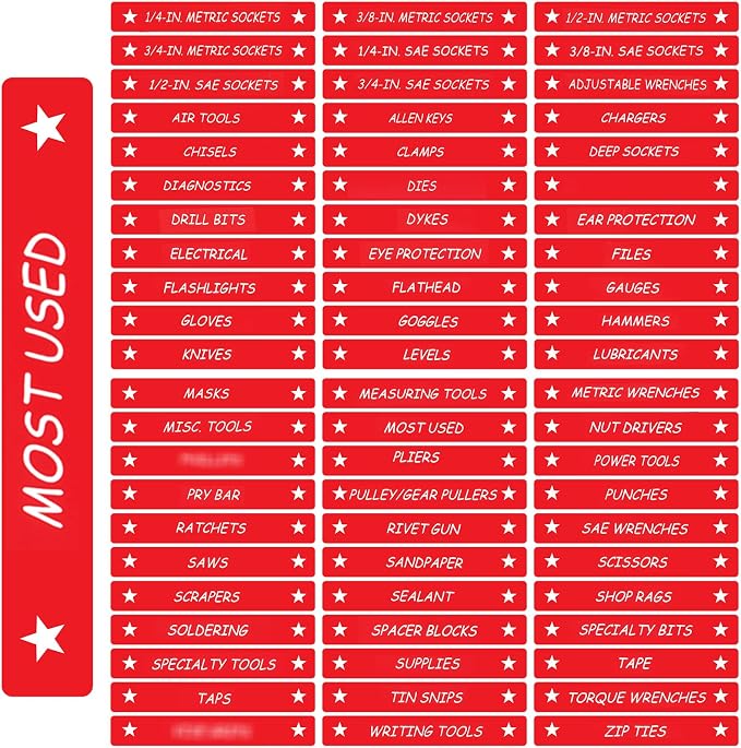 Tenare Magnetic Tool Box Labels, 4.5 x 0.75 Inch Organizer Magnets by Tenare