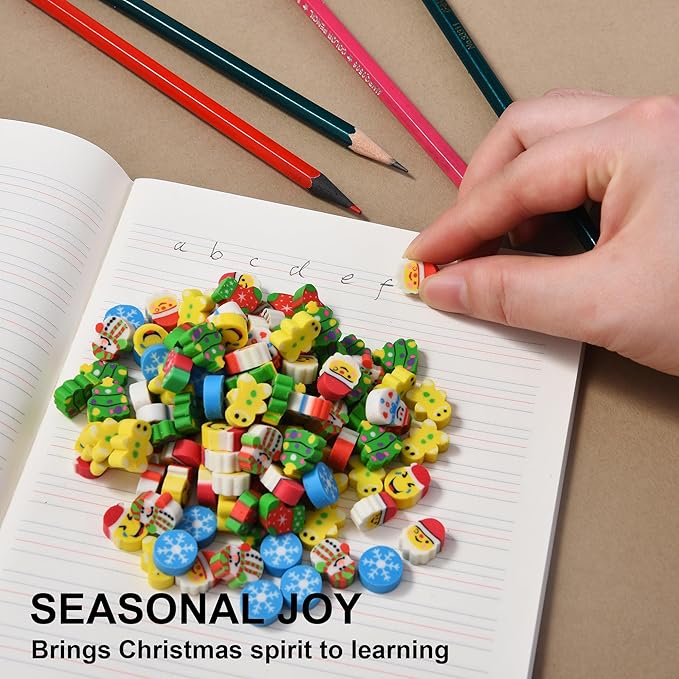 320pcs Mini Christmas Erasers for Kids Bulk, Cute Small Erasers for Christmas Party Favors Goodie Bags Stuffers Stocking Stuffers Holiday Gifts Classroom Rewards-DeskLoop Office