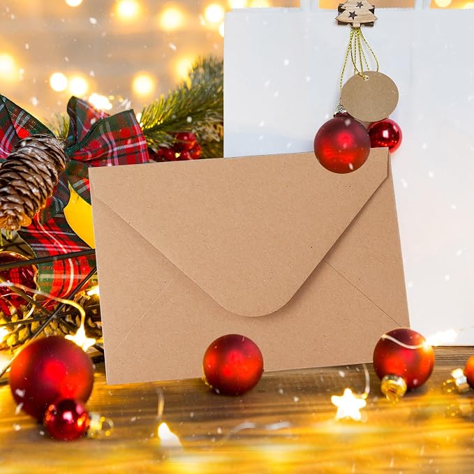 V-flap Kraft Envelopes, 50 Pack, 4 x 6 Inch, A4 Envelopes, Card Envelopes - Image 5