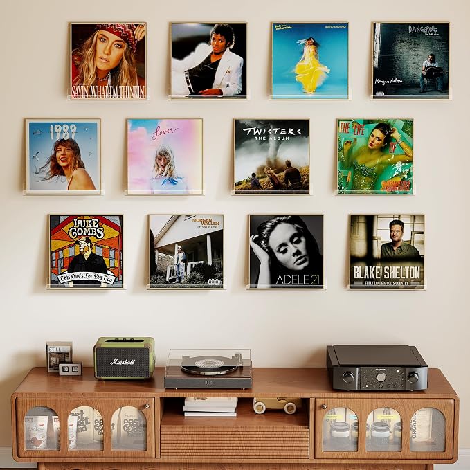 Laurensory 12 Pack Vinyl Record Shelf Wall Mount Shelves, 12 inch Clear Acrylic - Image 5