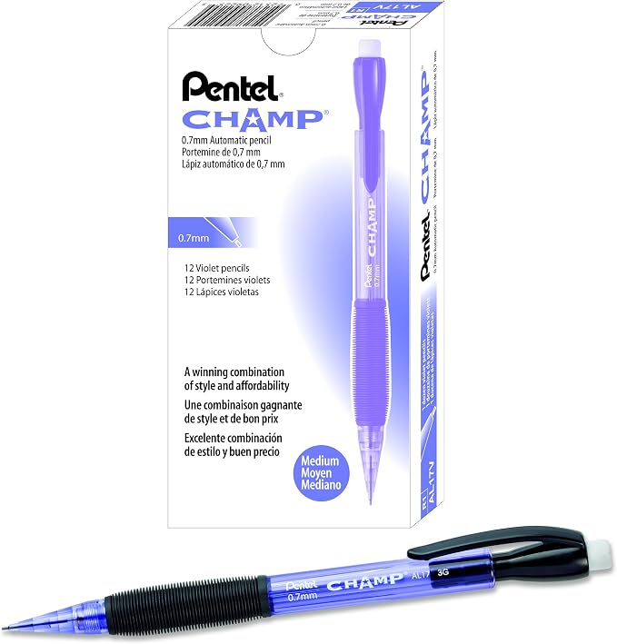 Pentel CHAMP Mechanical Pencil, Violet Barrel, Box of 12 by PentelofAmerica