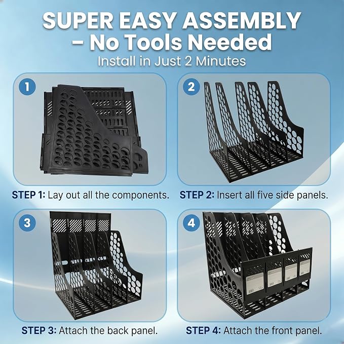 Ysenchan Plastic Magazine File Holder & Desk Organizer, 4 Vertical Compartments - Image 6