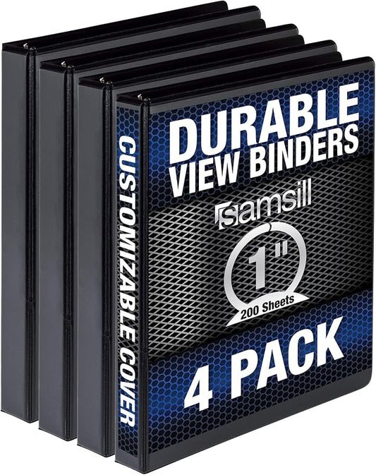 Samsill Durable 1 Inch Binder, Made in the USA, Round Ring Customizable Clear by Samsill