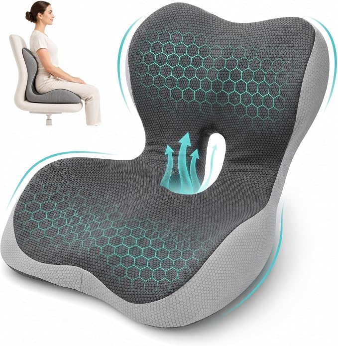 PEGZONE Seat Cushion & Ergonomic Lumbar Support Pillow Memory Foam Cushion by Pegzone