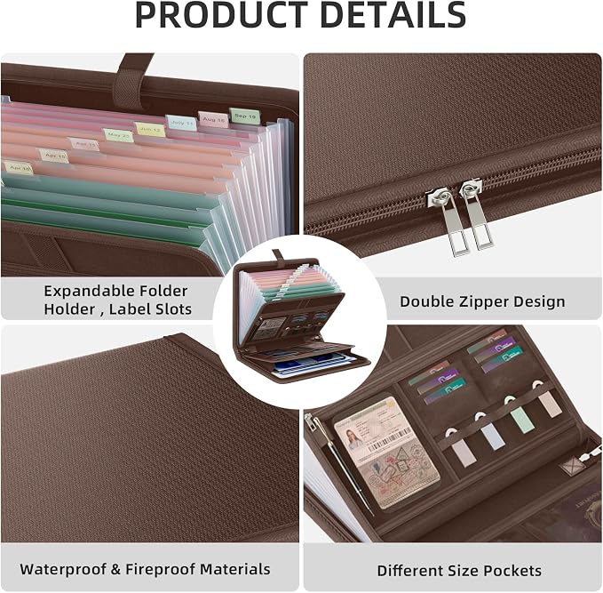 Fireproof Accordion File Organizer, Portable Expanding File Folder - Image 3