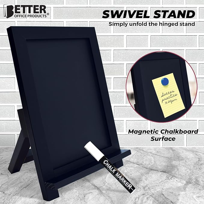 Framed Tabletop Chalkboard Sign, 9.5" x 14", Rustic Wood Frame, Small Magnetic - Image 6