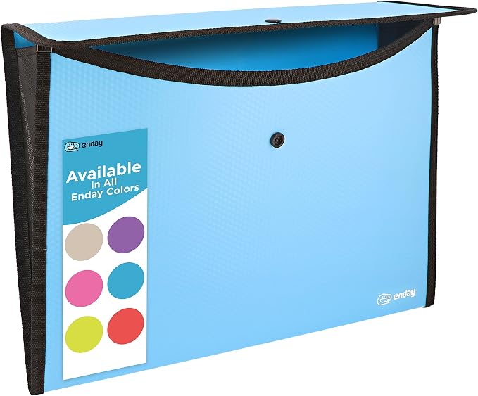 Square Flap Document Holder Blue, Expanding File Folder, A4 Letter Size by Enday