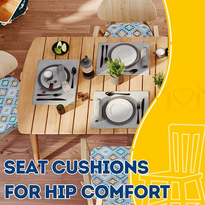 AAAAAcessories D-Shaped Chair Cushions, Machine-Washable Cover, Geometric Blue - Image 8