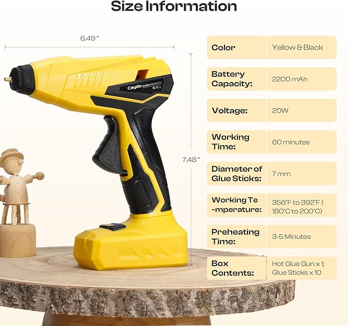 Caydo Cordless Hot Glue Gun, Portable Glue Gun, 2200mAh Type-C Rechargeable and Fast Heating, Heat Glue Gun Kit with 10PCS Glue Sticks for DIY Arts, Home Repairs, Crafting and Gift Making-DeskLoop Office