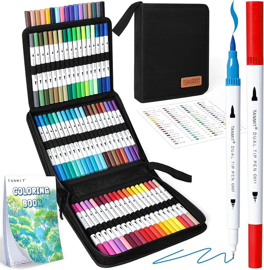 TANMIT Markers for Adult Coloring Books No Bleeding, 72 Colors Dual Tip Art by Createsomethingwonderfultoday