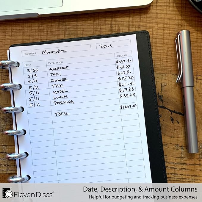 Eleven Discs Discbound Paper, Junior Size Expense Log Sheets - Image 3