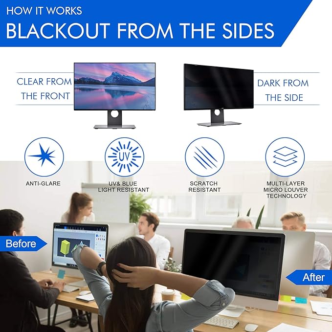 Magicmoon 2-Pack 24 Inch Computer Privacy Screen Filter, Anti-Spy/Glare - Image 4
