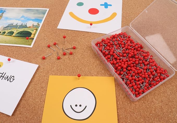 500 PCS Push Pins Red Map Tacks 1/8 inch Round Head - Image 3