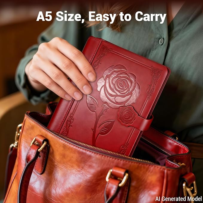 Aocii leather Journal for Women, A5 lined Daily Journal Notebook, Pretty - Image 6