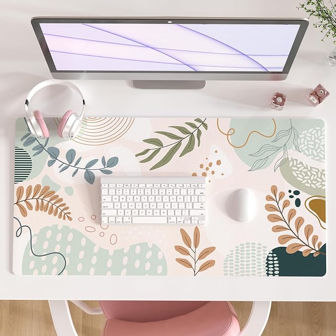 Colorful Star Large Mouse Pad, Abstract Botanical Waterproof Desk Mat, Boho by ColorfulStar
