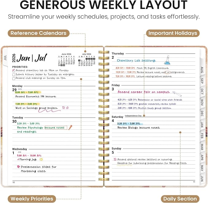 Planner 2026-2027, Academic Year Monthly and Weekly Calendar Planner, Jul 2026 - Image 3