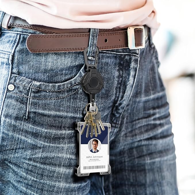 ID Badge Holder with Retractable Clip, Credit Card Holder, Keychain Wallet - Image 5